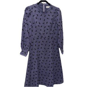 Jessyline Butterfly Corduroy Dress SMALL Long Sleeve Cottage Core Blue